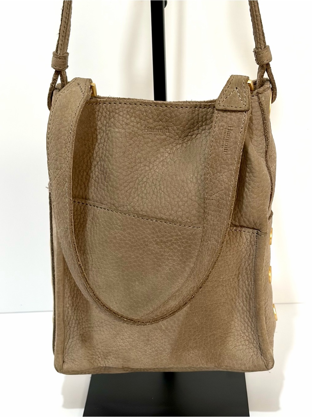 Hammitt Davis Medium Shoulder Bag In Natural Grey Nubuck Brushed Gold Hardware - Picture 8 of 11